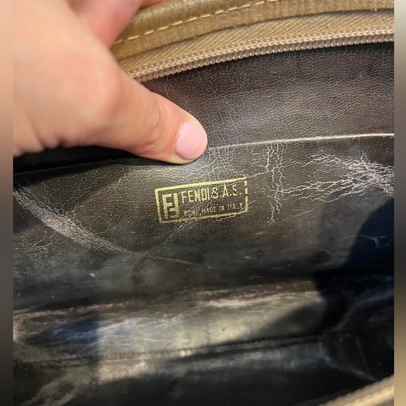 SALE! FENDI Vintage Brown Monogram Zucchino Crystal Clutch - Picture 10 of 11